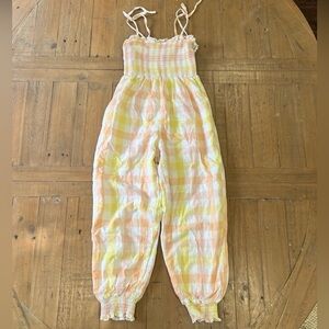 SweetHoney pastel plaid smocked leggy romper jumpsuit 9 years